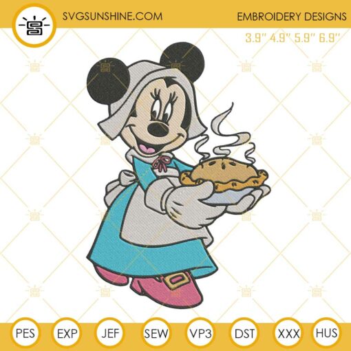 Minnie Mouse Pilgrim Thanksgiving Machine Embroidery Design File