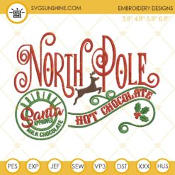 North Pole Hot Chocolate Embroidery Designs, Santa Approved Christmas Embroidery Design File