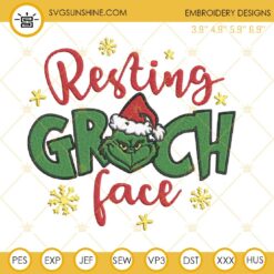 Resting Grinch Face Embroidery Designs, Grinch Embroidery Design File