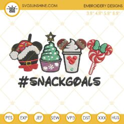 Snack Goals Christmas Embroidery Designs, Disney Christmas Embroidery Files