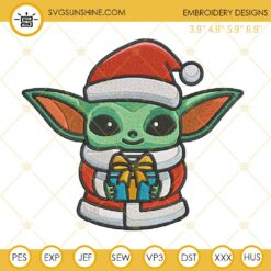 Baby Yoda Christmas Embroidery Designs, Baby Yoda Santa Hat Embroidery Design File