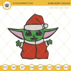 Baby Yoda Santa Hat Christmas Embroidery Design File
