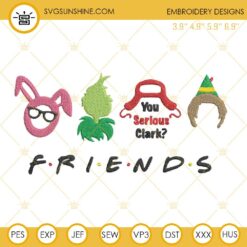 Christmas Friends Embroidery Designs, Christmas Characters Embroidery Designs, Grinch Embroidery Designs