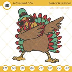Dabbing Turkey Embroidery Designs, Turkey Thanksgiving Embroidery Design File