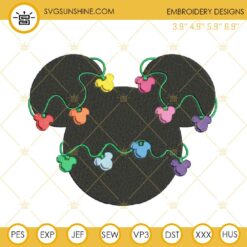 Disney Mickey Christmas Lights Embroidery Designs, Mickey Christmas Embroidery Design File