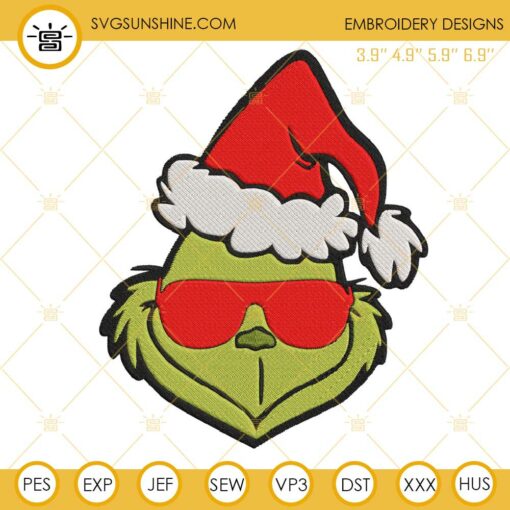 Grinch Hat Christmas Embroidery Designs, Grinch Christmas Embroidery Designs
