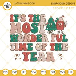 It’s The Most Wonder Ful Time Of The Year Embroidery Designs, Christmas Embroidery Designs