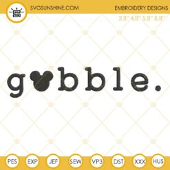 Mickey Gobble Embroidery Designs, Mickey Thanksgiving Embroidery Designs