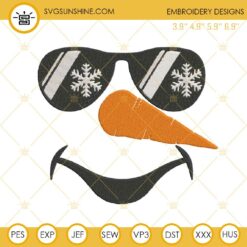 Snowman Face Sunglasses Embroidery Designs, Snowman Face Christmas Embroidery Design File