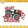 Monster Truck Heart Crusher Embroidery Designs, Monster Truck Happy Valentines Day Embroidery Pattern