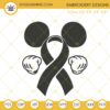 Mouse Ears No One Fights Alone Cancer Awareness Embroidery Design File