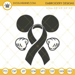 Mouse Ears No One Fights Alone Cancer Awareness Embroidery Design File