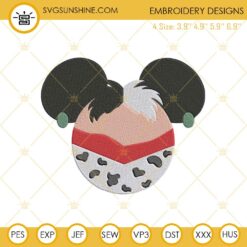 Mouse Head Cruella De Vil Machine Embroidery Design File