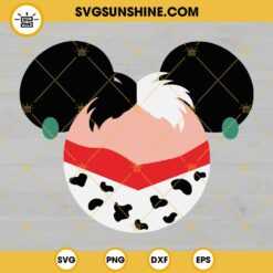 Mouse Head Cruella De Vil SVG PNG DXF EPS Cut Files For Cricut Silhouette