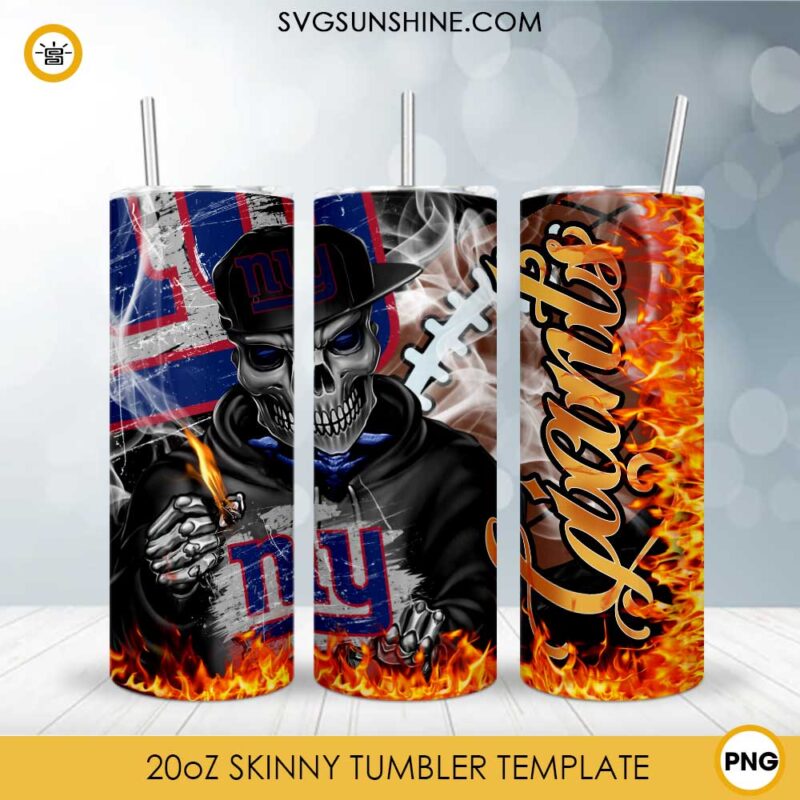 New York Giants Skull 20oz Skinny Tumbler PNG, New York Giants Tumbler ...