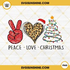 Peace Love Christmas PNG, Christmas Leopard PNG
