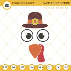 Pilgrim Hat Turkey Thanksgiving Day Embroidery Design File