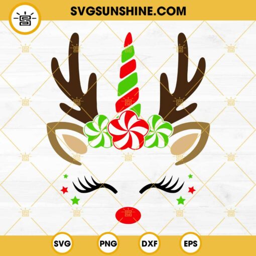 Reindeer Unicorn Christmas SVG Instant Digital Download