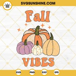 Retro Fall Vibes SVG, Pumpkin Fall Thanksgiving SVG Designs Downloads