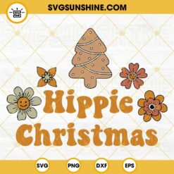 Retro Hippie Christmas SVG DXF EPS PNG Cricut Silhouette Vector Clipart