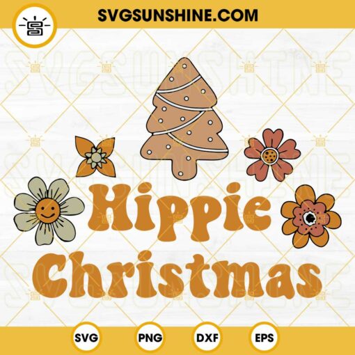 Retro Hippie Christmas SVG DXF EPS PNG Cricut Silhouette Vector Clipart