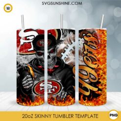 San Francisco 49ers Skull Frame 20oz Skinny Tumbler Template PNG, San Francisco 49ers Tumbler Template PNG File Digital Download