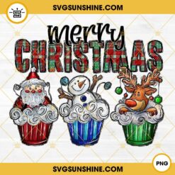 Santa Claus Reindeer Snowman Cupcake Merry Christmas PNG Digital Download Files