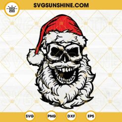 Skull Santa Claus SVG, Skeleton Funny Gothic Christmas Horror SVG DXF EPS PNG Cricut Silhouette Vector Clipart