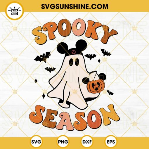 Spooky Season Mickey Ghost Halloween SVG PNG DXF EPS Cut Files