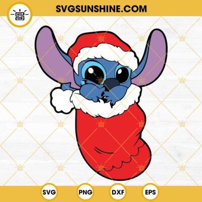 Stitch Christmas Socks SVG, Stitch Christmas Stocking SVG, Stitch ...