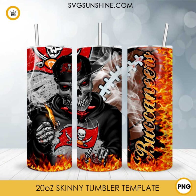 Tampa Bay Buccaneers Skull Frame 20oz Skinny Tumbler Template PNG ...