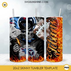 Tennessee Titans Skull Frame 20oz Skinny Tumbler Template PNG, Tennessee Titans Tumbler Template PNG File Digital Download