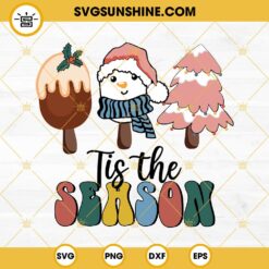 Tis The Season Christmas Ice Cream SVG, Christmas Ice Cream Snowman SVG, Christmas Trees SVG