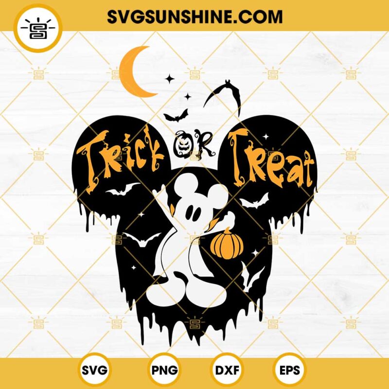 Trick Or Treat Mickey Mouse Halloween SVG, Mouse Head Halloween SVG PNG