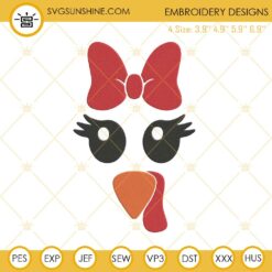 Turkey Face With Bow Embroidery Design File