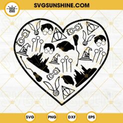 Wizard Heart SVG, Harry Potter Heart SVG PNG DXF EPS Cricut Silhouette Vector Clipart