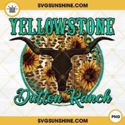 Yellowstone Dutton Ranch Cow Skull Leopard Sunflower PNG, Yellowstone Glitter PNG