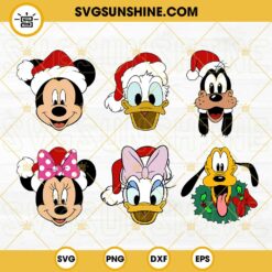 Disney Characters Christmas SVG Bundle, Mickey And Friends Santa Hat Christmas SVG Bundle Files