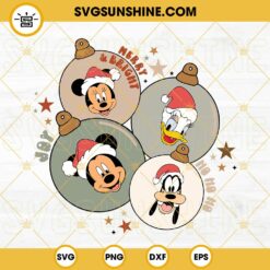 Disney Christmas Ornaments SVG, Christmas Mickey Minnie Daisy Goofy SVG, Merry & Bright, Ho Ho Ho SVG