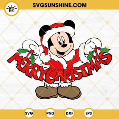 Disney Mickey Mouse Merry Christmas SVG PNG DXF EPS Cricut Silhouette