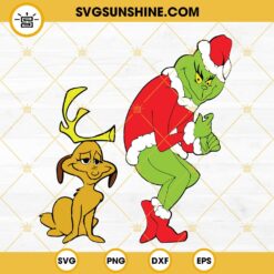 Grinch And His Dog SVG, Grinch Max Dog Christmas SVG PNG DXF EPS Cut Files