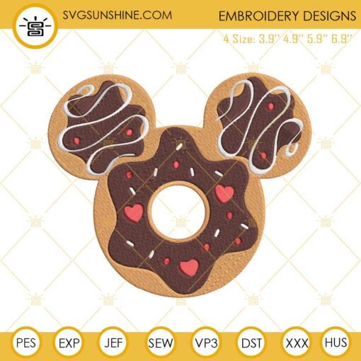 Mickey Mouse Donut Embroidery Design File