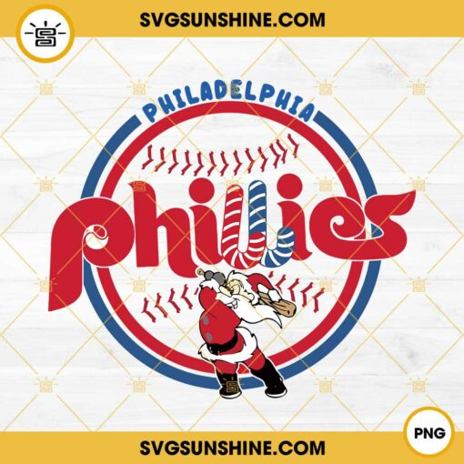 Philadelphia Phillies Santa Baseball Christmas PNG, Phillies PNG, Santa Claus Baseball PNG