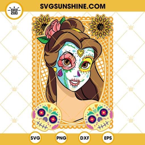 Princess Bella Sugar Skull SVG, Fisney Princess Day Of The Dead SVG, Dia De Los Muertos SVG