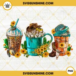 Western Coffee Cups PNG, Fall Western PNG, Gemstone And Sunflower Coffee Cups PNG Design File