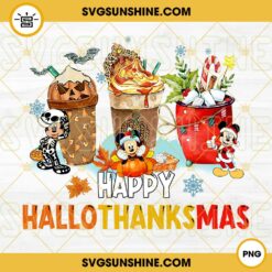 Happy Hallothanksmas Coffee SVG, Christmas Coffee SVG, Thanksgiving SVG, Halloween Coffee Latte SVG