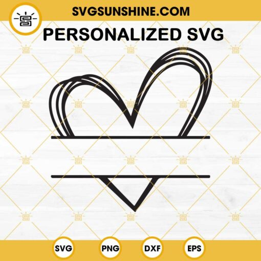 Personalized Heart SVG, Heart Svg, Heart Split Name Frame Svg