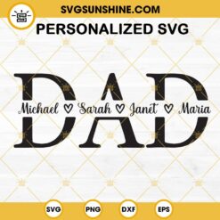 Personalized Dad SVG, Dad Svg, Father's Day SVG, Dad Split Name Frame Svg