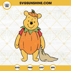 Winnie The Pooh Bear Pumpkin SVG, Pooh Fall Halloween SVG PNG DXF EPS Cut Files