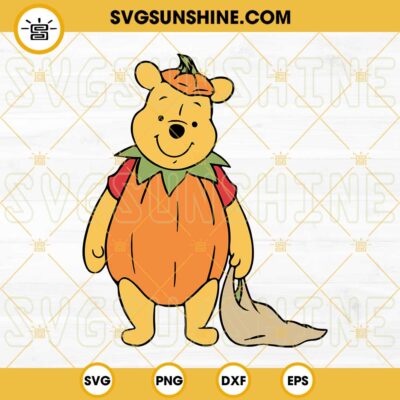 Winnie The Pooh Bear Pumpkin SVG, Pooh Fall Halloween SVG PNG DXF EPS ...